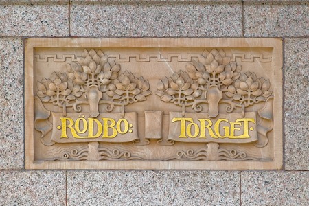 Facade details of a historic Centralpalatset building by architect Ernst Stenhammar (1886), the first commercial office building in Stockholmのeditorial素材