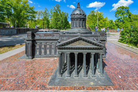 ST.PETERSBURG, RUSSIA - June 07, 2017: Miniature copy of Kazan Cathedral in the Museum layout "Mini city"- there are all the main landmarks of St.Petersburg in scale 1:30.のeditorial素材