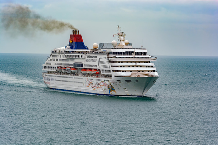 GEORGETOWN, PENANG, MALAYSIA - January 02, 2017: Cruise passenger ship 'Superstar Gemini' in Malacca Strait near George Town. The ship was built in 1992 and owned and operated by Star Cruises.のeditorial素材