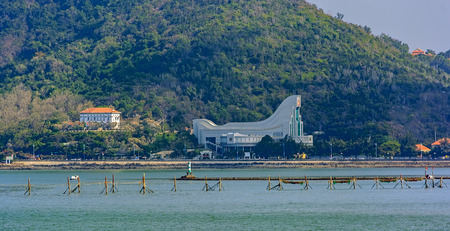 VUNG TAU, VIETNAM - Jan 29, 2017: Winter panoramic view from sea to coastline of Vung Tau, a sea city in the south of the country.のeditorial素材