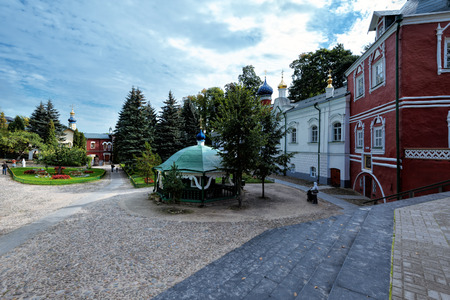 PECHORY, RUSSIA - Sep 17, 2017: Monastic building in Holy Dormition Pskovo-Pechersky Monastery.のeditorial素材