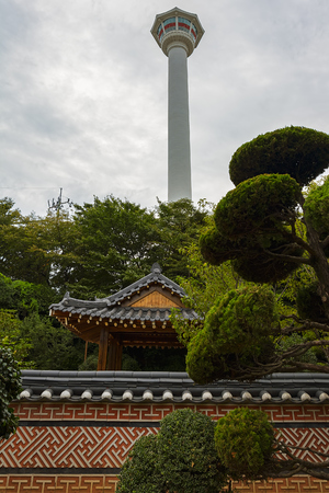 BUSAN, SOUTH KOREA - Sep 04, 2017: Busan Tower was built in 1973 and, similar to the Seoul Tower, offers visitors a 360Â° view of the city from 120 m high.のeditorial素材