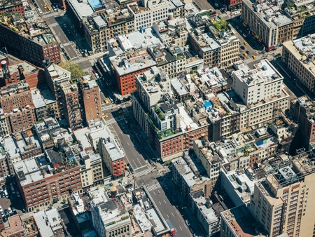 New York, USA / Circa 2016 / Aerial view at Downtownの写真素材