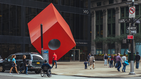 New York, USA / Circa 2016 / Red Cube sculpture