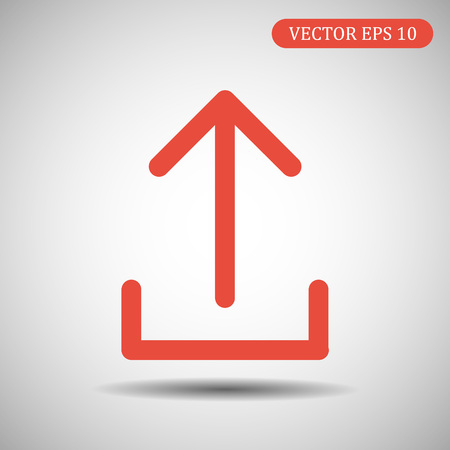 Upload icon red color. Vector illustrationのイラスト素材