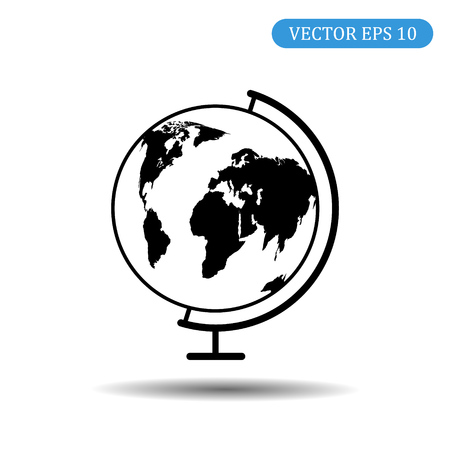 Globe icon with map. Vector illustrationのイラスト素材