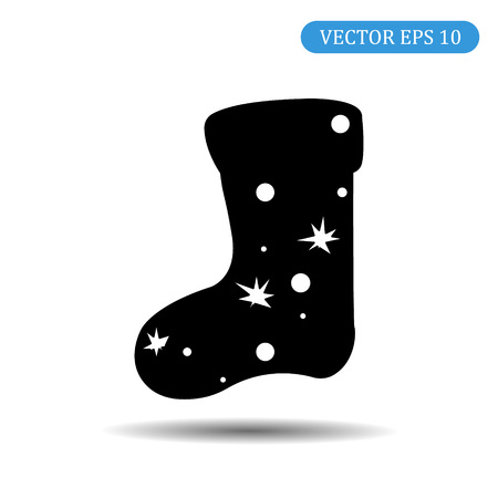 New Year's stocking icon. Vector illustrationのイラスト素材