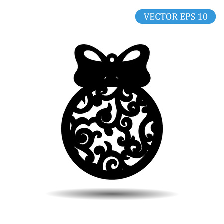 New Year Ball with Patterns Icon. Vector illustrationのイラスト素材