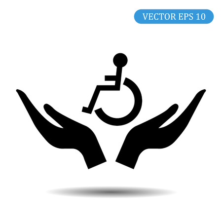 Hand helping handicapped icon. Vector illustrationのイラスト素材