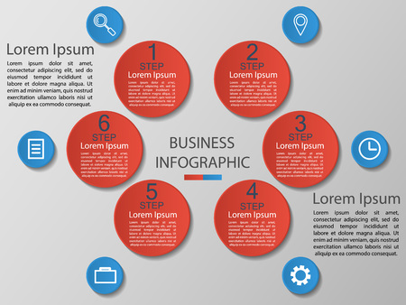 Vector illustration infographics 6 options. Template for brochure, business, web design eps 10.のイラスト素材