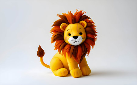 Lion toy isolated on a white background. 3d rendering.の素材