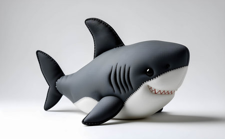 3D rendered Illustration of a Toy Shark. Isolated on white.の素材