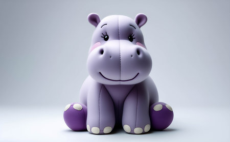 Hippo toy isolated on white background. 3d illustration.の素材