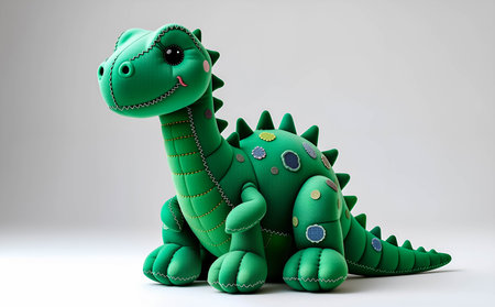 3d rendering of a green dinosaur toy isolated on a white backgroundの素材