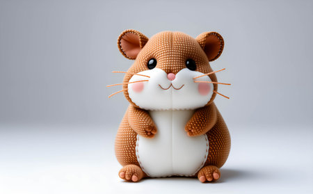 Cute cartoon hamster holding a soccer ball on white background.の素材