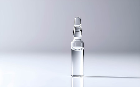 Glass medical ampoule on a white background. 3d renderingの素材
