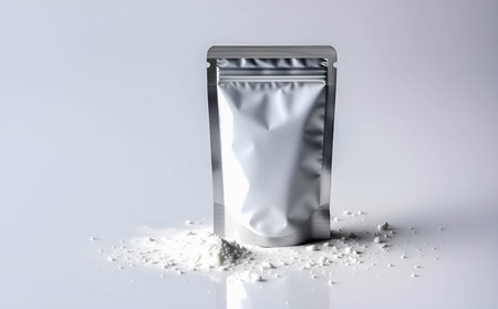 Aluminum foil bag mockup on white background. 3d renderingの素材
