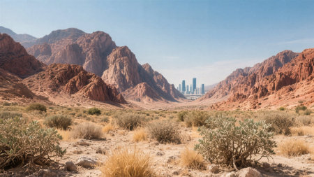 Panoramic view of a farmhouse in the Scottish Highlands.の素材