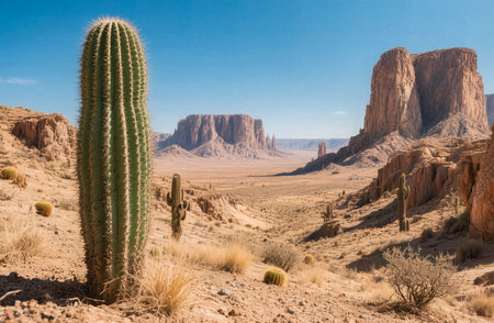 Cactuses in Valley of Fire State Park in Nevada, USAの素材