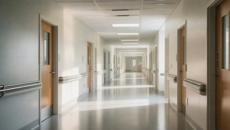 Interior of a corridor in a hospital. 3d rendering.の素材
