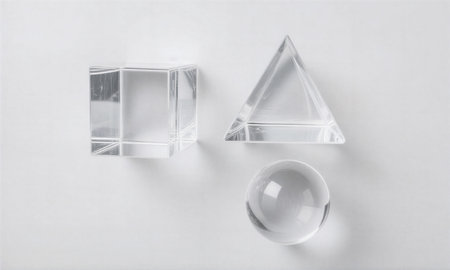 crystal ball and glass cubes on a white background. minimalismの素材