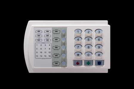 Remote control of the alarm security system with buttons and indicators of operating modes, isolated...