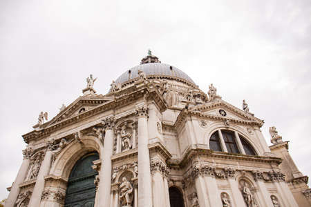 VENICE, ITALY - SEPTEMBER 9, 2019: low angle view of Santa Maria della Salute in Venice, Italy.のeditorial素材