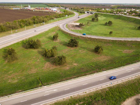 Rostov-on-Don. highway. Bataysk. Russia. Aerial drone shot of the highway.の写真素材