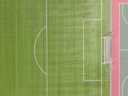 Aerial view of soccer stadium field Horizontalの写真素材