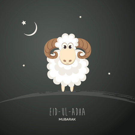 Greeting card for Muslim Community Festival of Sacrifice Eid-Ul-Adha. Vector illustrationのイラスト素材
