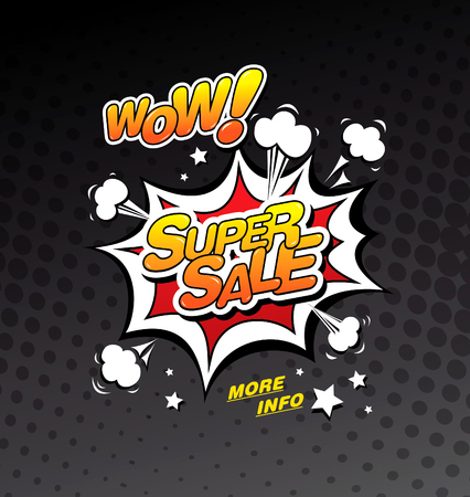 Wow! Super sale posterのイラスト素材