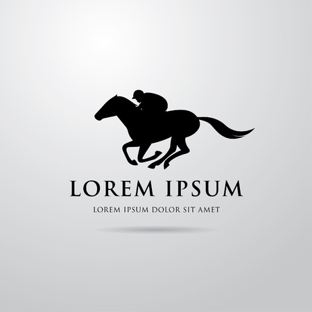 Silhouette of racing horse with jockey. Equestrian sportのイラスト素材
