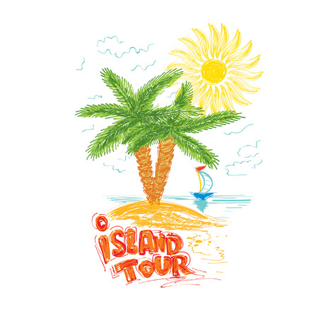 island tour travel illustrationのイラスト素材