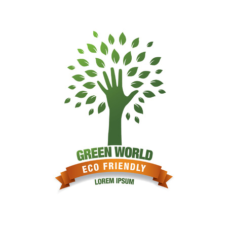 eco green hand, concept logoのイラスト素材