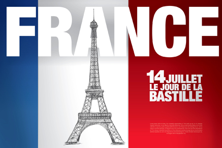 France. 14 july. Happy Bastille Day!のイラスト素材