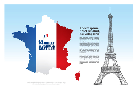 France. 14 th July. Bastille Day.のイラスト素材