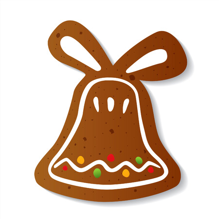 Gingerbread Christmas bell. Gingerbread Cookie isolated on white backgroundのイラスト素材