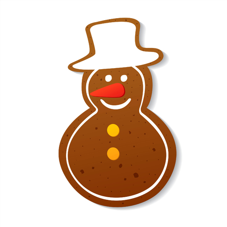 Gingerbread Christmas snowman. Gingerbread Cookie isolated on white backgroundのイラスト素材