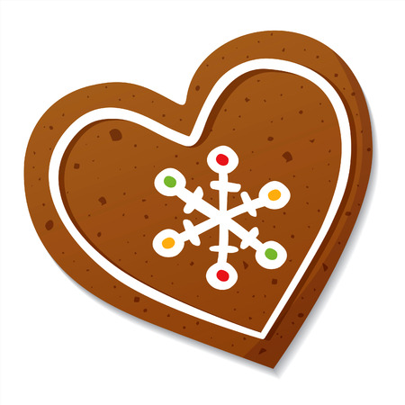 Gingerbread Christmas heart. Gingerbread Cookie isolated on white backgroundのイラスト素材