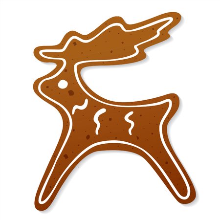 Gingerbread Christmas reindeer. Gingerbread Cookie isolated on white backgroundのイラスト素材