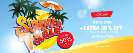 Summer sale banner. Vector illustrationのイラスト素材