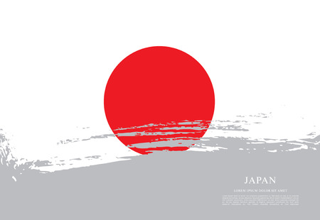 Flag of Japan made in brush stroke backgroundのイラスト素材