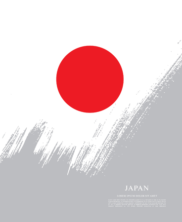 Flag of Japan made in brush stroke backgroundのイラスト素材