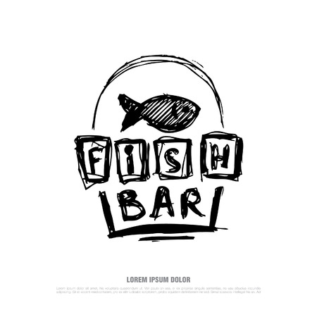 Fish bar vector. Template restaurant designのイラスト素材