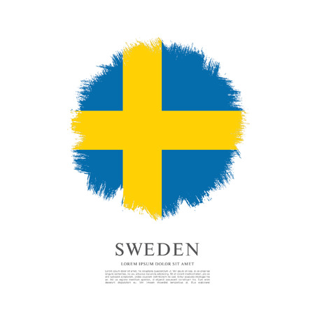 Sweden flag. Brush stroke backgroundのイラスト素材