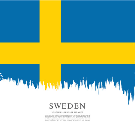 Sweden flag. Brush stroke backgroundのイラスト素材
