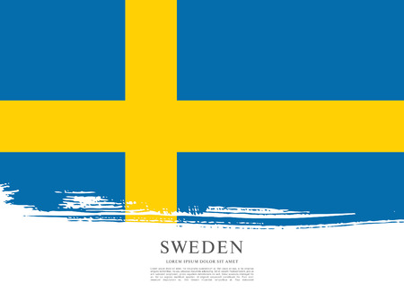 Sweden flag. Brush stroke backgroundのイラスト素材