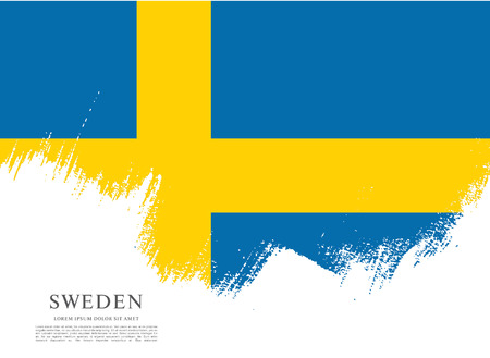 Sweden flag. Brush stroke backgroundのイラスト素材