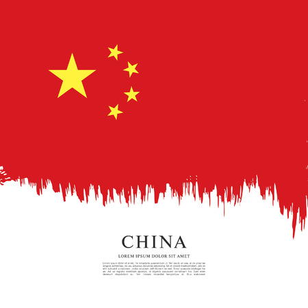 Flag of People's Republic of China. Abstract vector brush stroke background.のイラスト素材