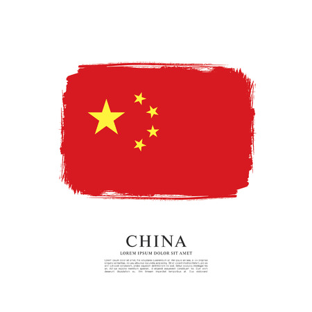 Flag of People's Republic of China. Abstract vector brush stroke background.のイラスト素材
